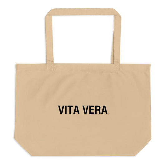 Large Beige Logo Tote Bag